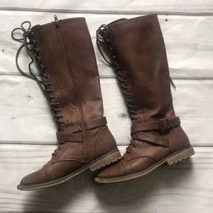 Mossimo brown lace up knee high riding boots 8.5